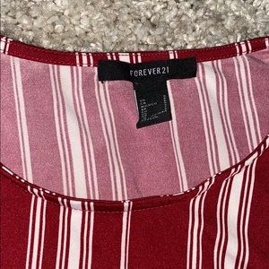 Maroon And White Forever21 Blouse
